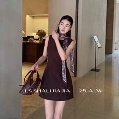 LS述致 气质显瘦设计感无袖背心裙2025秋季新款女装连衣裙 22819#