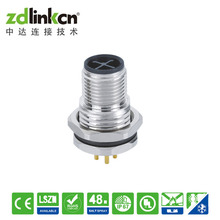 M12连接器航空插头 S-C0DE 编码PCB板端安装IP68防水连接器厂家