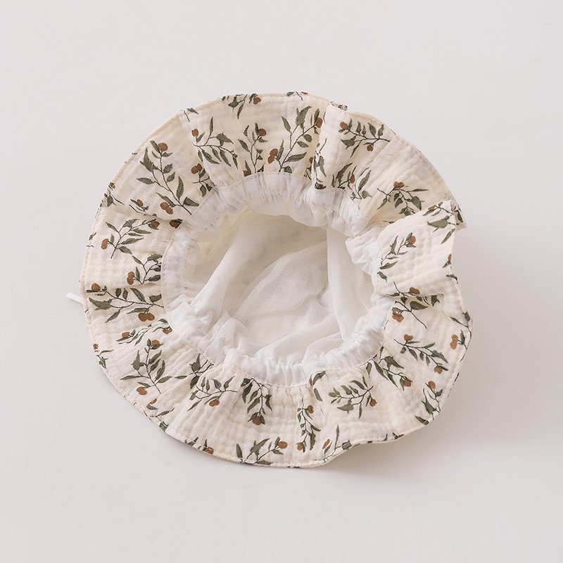 3-25 Meses sombrero de bebé primavera y otoño delgado sombrero de pescador de bebé sombrero de protección solar ajustable sombrero de maceta primavera flores trituradas