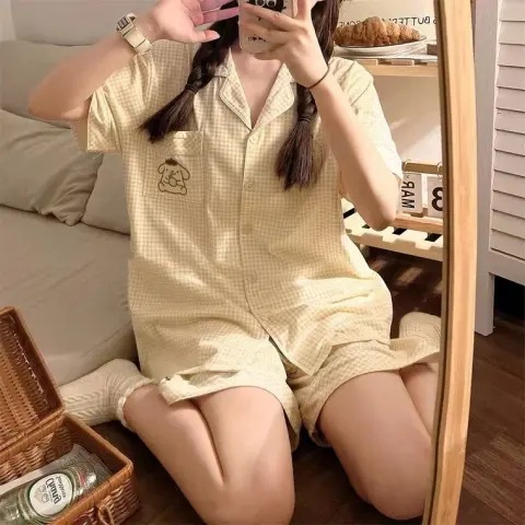 Tailandia Pijamas de las mujeres del sudeste asiático pantalones cortos de manga corta transfronteriza verano ropa para el hogar ins estilo coreano traje de dos piezas