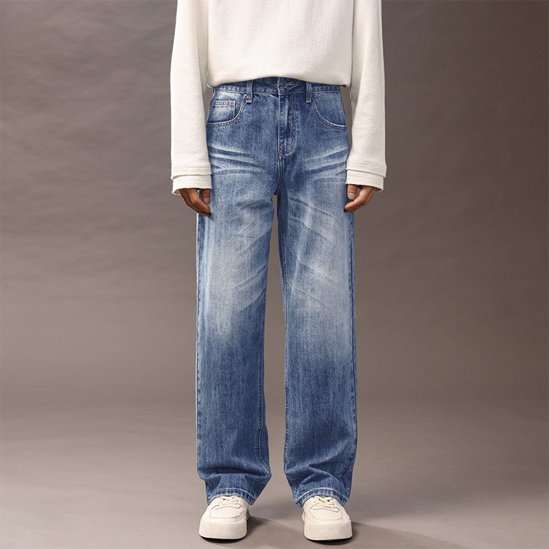 Early Autumn Washed Slightly Loose Straight Jeans for Men 2025 New Versatile Youth Trendy Brand High Street Long Pants for Men
