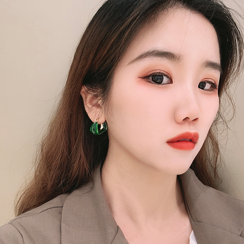 Green Drip Glaze Geometric Irregular Circle Earrings Korean Personality Retro Temperament Earrings display picture 5