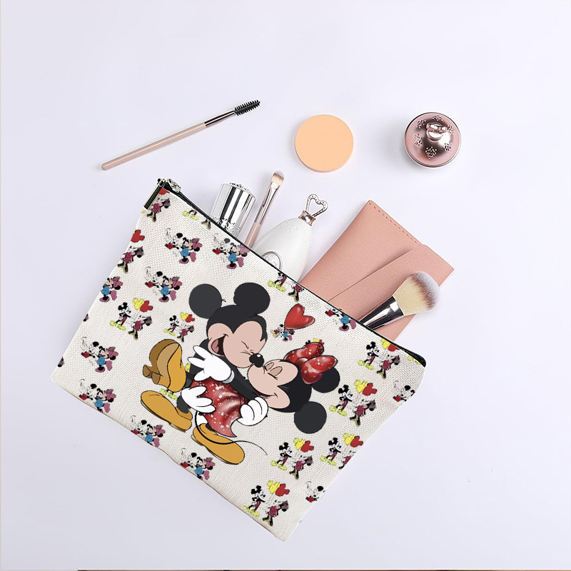 Amazon bolsa de maquillaje transfronteriza impresión doble cara Mickey Mouse gran capacidad bolsa de cremallera bolsa de lavado al por mayor