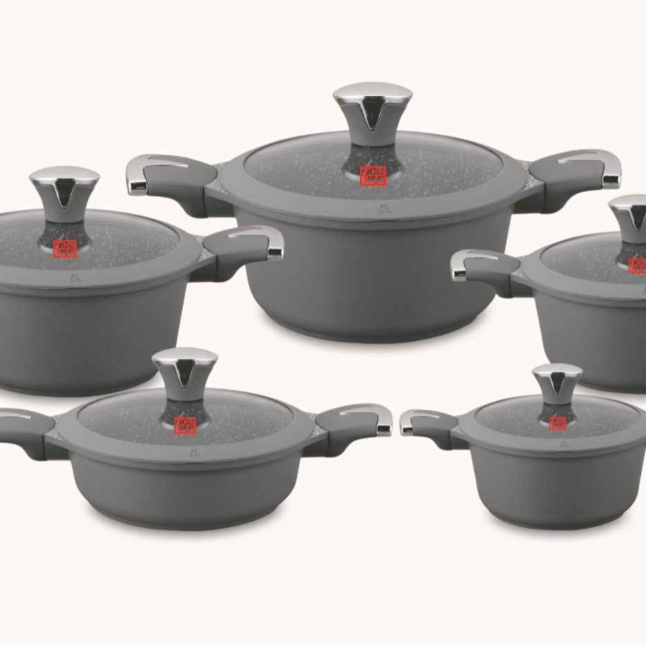 Set de 10 piezas 18310 Bactamella silicona cubierta antiadherente olla de prensado conjunto de olla de prensado de granito UCC LIFE image 8