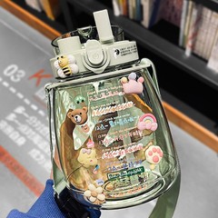 Hugely popular double-drink large-belly water cup, summer cute large-capacity large-belly cup for girls students portable straw cup, PC plastic cup