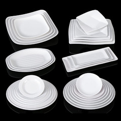 White plate commercial melamine tableware restaurant dish hot pot restaurant barbecue restaurant side dish plate fast food plate buffet plate