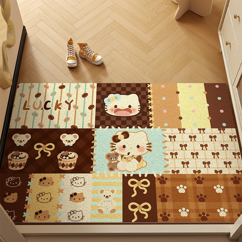 Cartoon Character Silk Loop Doormat for Entryway, Mud-Scraping and Dirt-Removing Foot Mat, Non-Slip, Durable, Easy to Clean Door Mat