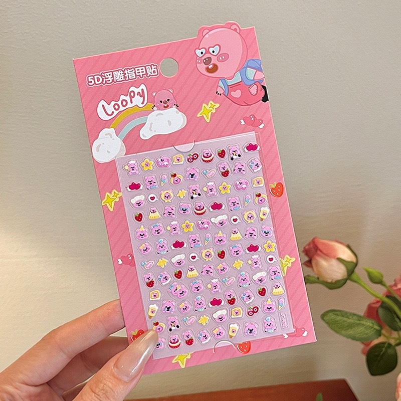 Uñas postizas removibles para niñas, en caja, con diseños de dibujos animados, pegatinas de uñas exquisitas, piezas de uñas.