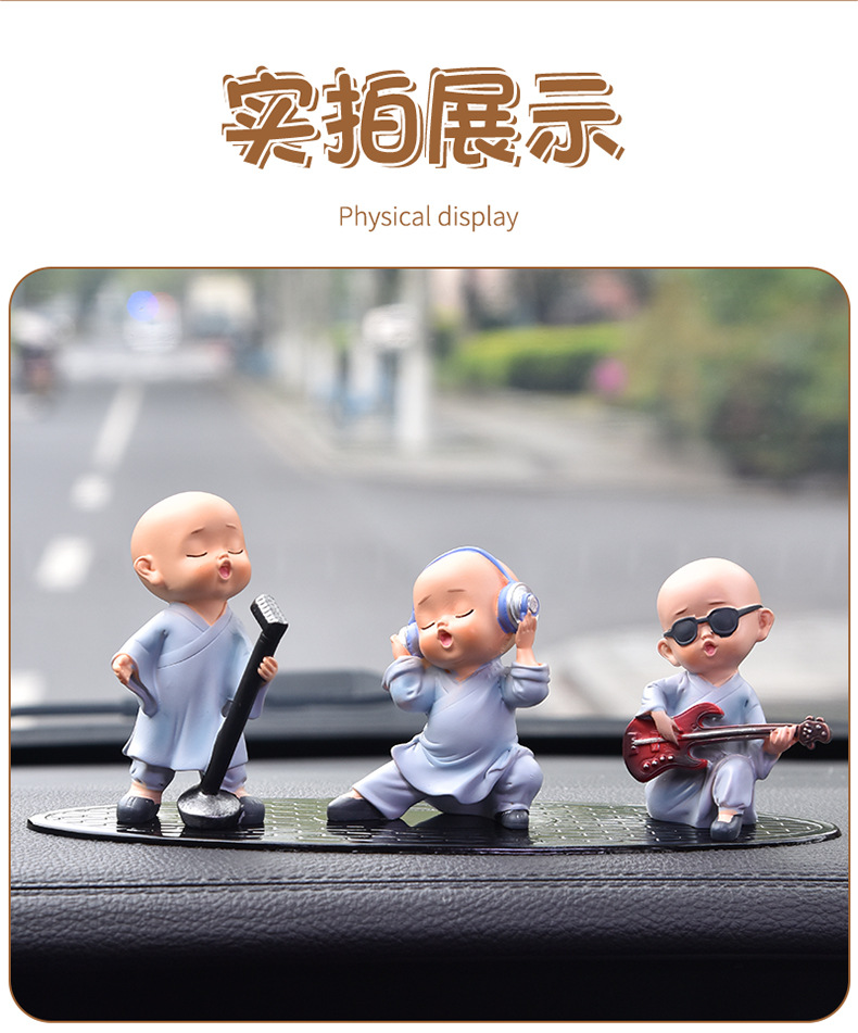 Car Ornaments Car Creative Internet Red Band Little Monk Car Cute Resin Little Monk Decoration Supplies