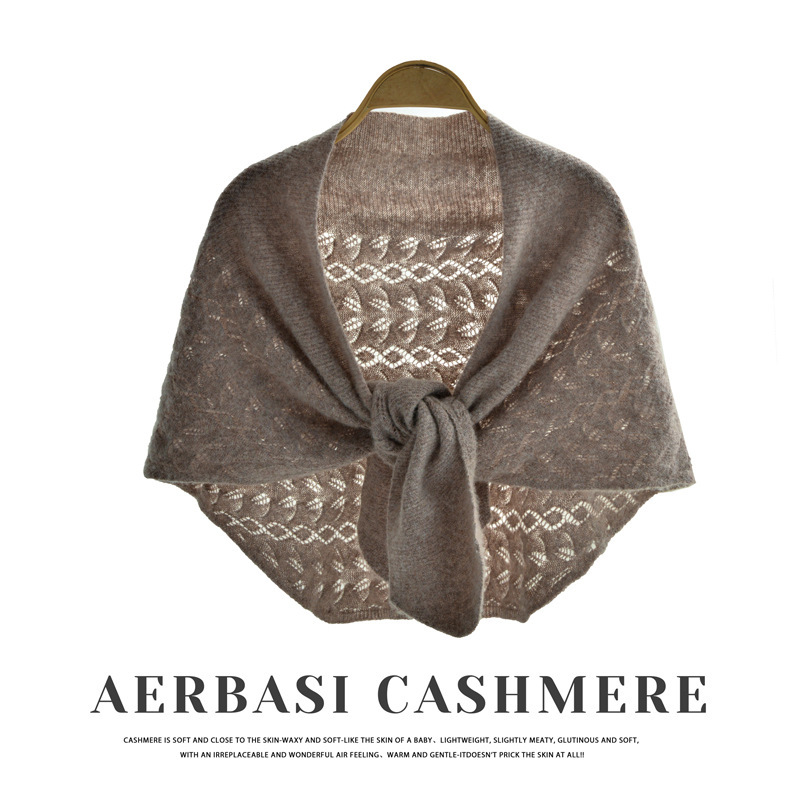 Foreign Trade Wholesale Cashmere Knitted Shawl, Solid Color Jacquard Shoulder Wrap with Ties, Warm and Cold-Proof Small Shawl, Air Conditioning Shawl