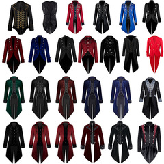 Bestselling 2023 Halloween Amazon: New Medieval Vintage Men's Mid-Length Punk Tuxedo in European & American Style