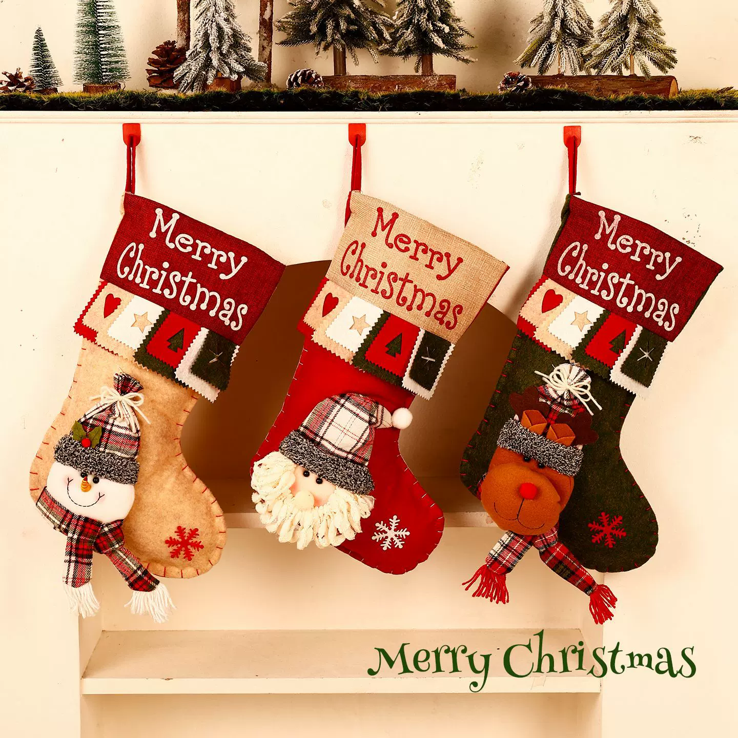 2026卡通公仔圣诞袜礼物袋立体装饰品袜子苹果袋糖果礼品袋挂件