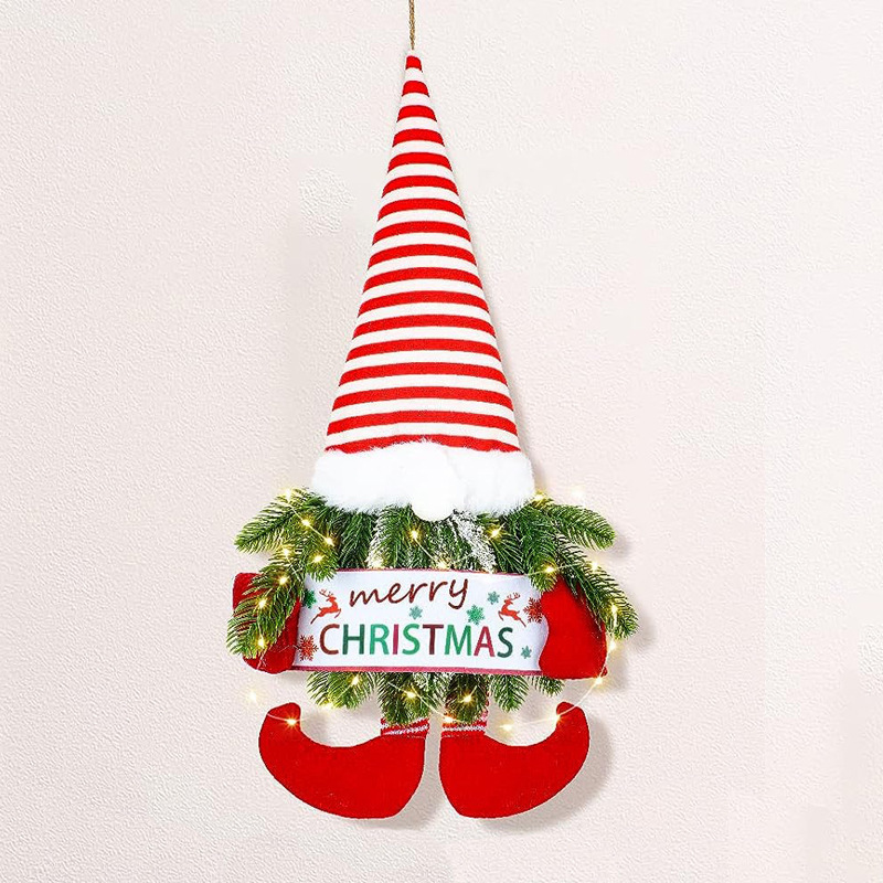 クリスマス装飾用品 クリスマスガーランド クリスマスペンダント 短足赤と白のストリップ サンタクロースガーランド ウォールドアハンギング|undefined
