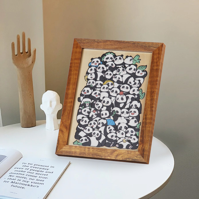 Rompecabezas de animales de madera para niños 50 gatos y perros Panda animales apilados música de dibujos animados rompecabezas pintura decoración pintura