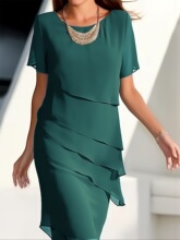R 42736 Flash Sleeves Dress �W���B��ȹ �W���L��羳���R�d