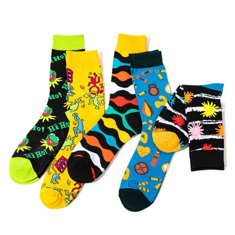 Men's Anime Pattern Crew Socks Cartoon Character Long Tube Style_voghion.com