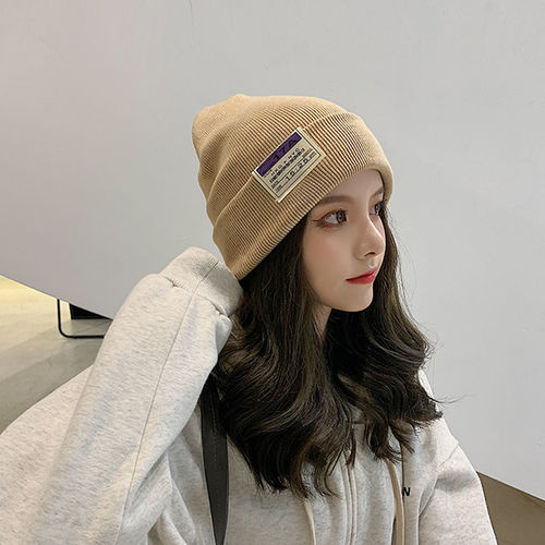 Woolen Beanie Women Autumn/Winter New Warm Cold Hat Women Ear Protection Head Knitted Beanie Japanese Stacked Hat Versatile Postpartum Hat