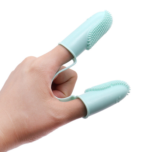 Pet Finger Cot Toothbrush Dog and Cat Teeth Brushing Finger Cot Oral Cleaning Two-Finger Dog Toothbrush Oral Care