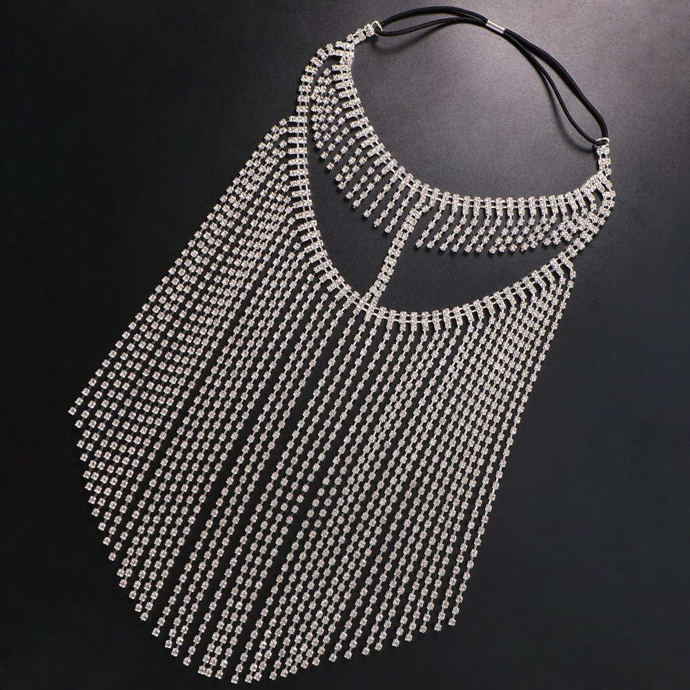 AliExpress Venta caliente rhinestone máscara femenina europea y americana sexy exagerada borla multi-capa máscara accesorios de lujo máscara