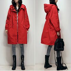 中长款高档女风衣2025春秋新款红色风衣宽松收腰显瘦港风潮外套