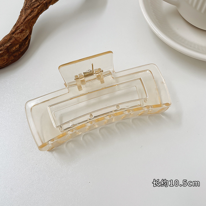 Milk Brown horquilla grande hacia atrás cabeza clip de pelo tocado de las mujeres principios de primavera de alto grado updo tiburón horquilla