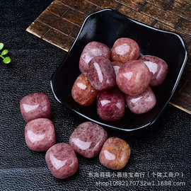 天然水晶草莓晶滚石摆件矿石标本教学科普宝石浴缸石头批发粉水晶