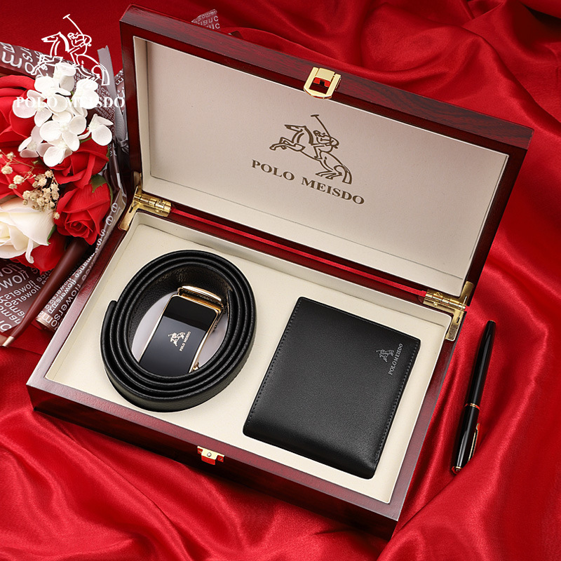 Paul Meiside Genuine Leather Wallet Genuine Men's Belt First Layer Cowhide High-End Belt Gift Box Set Wholesale
