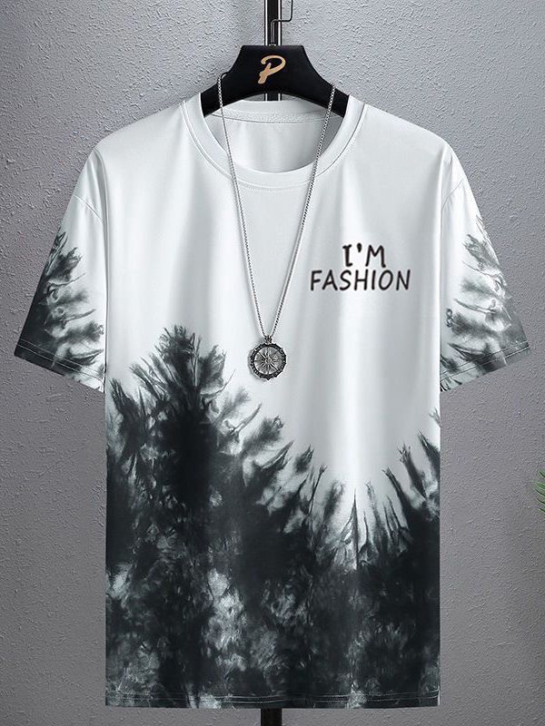 Camiseta de manga corta de seda de hielo para hombre verano 2023 nueva camiseta de tinta de salpicaduras con sensación de hielo para hombres jóvenes de moda image 4