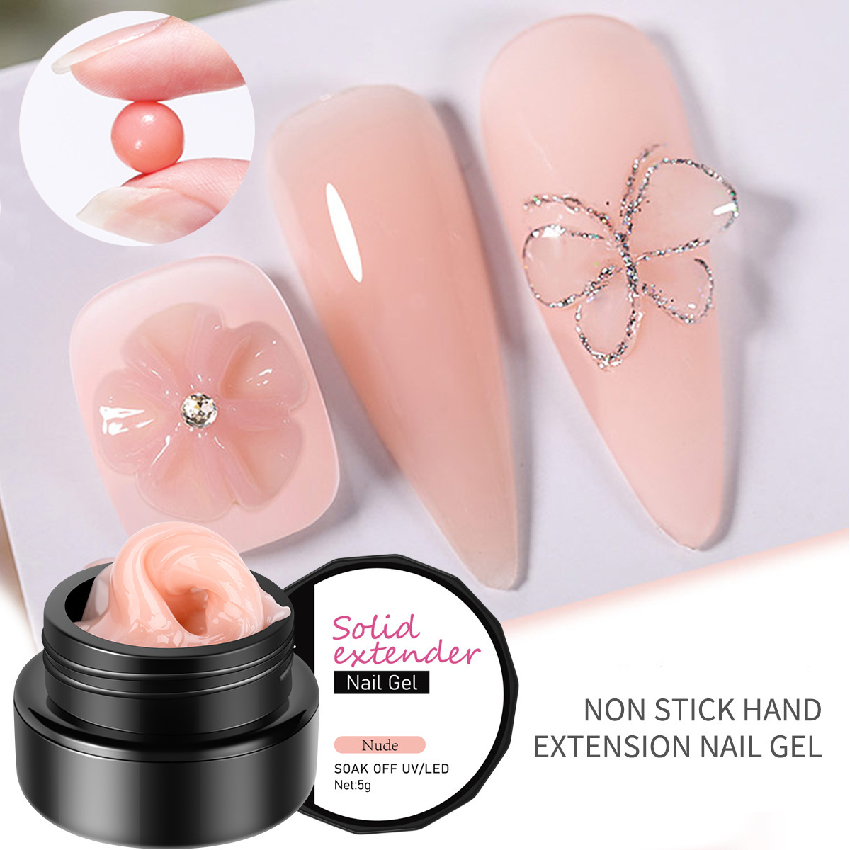 Pegamento de extensión de Arte de uñas enlatado sólido tallado que forma soporte sin papel antiadherente mano extensión rápida parche de uñas