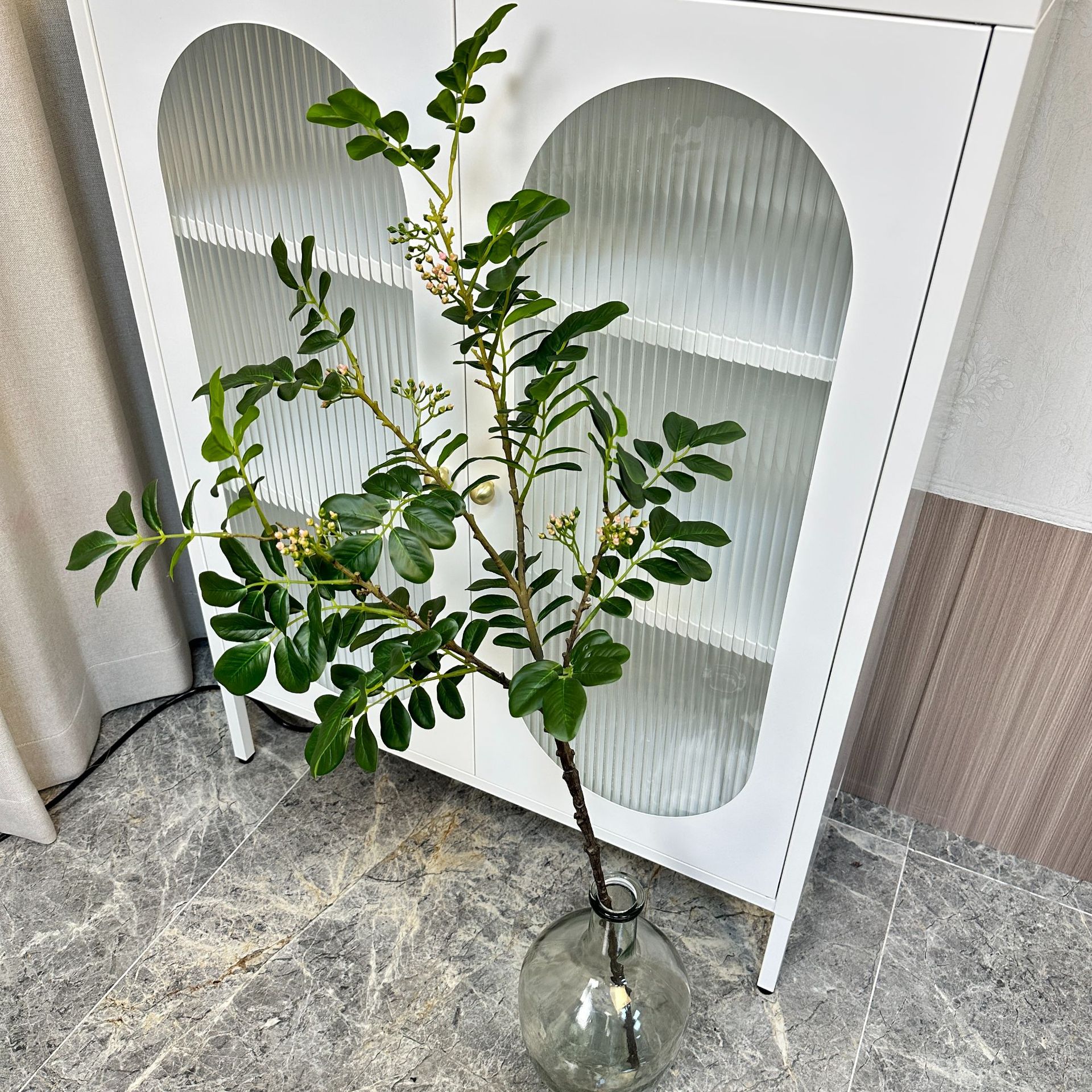 Nórdico artificial planta verde sola campana japonesa rama planta borracho madera rama flor arreglo interior escritorio Sala Decoración