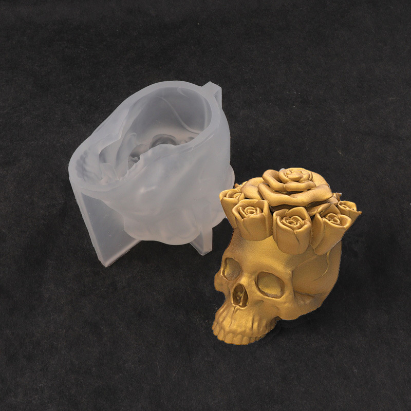3D Rosa cráneo silicona molde aromaterapia vela molde