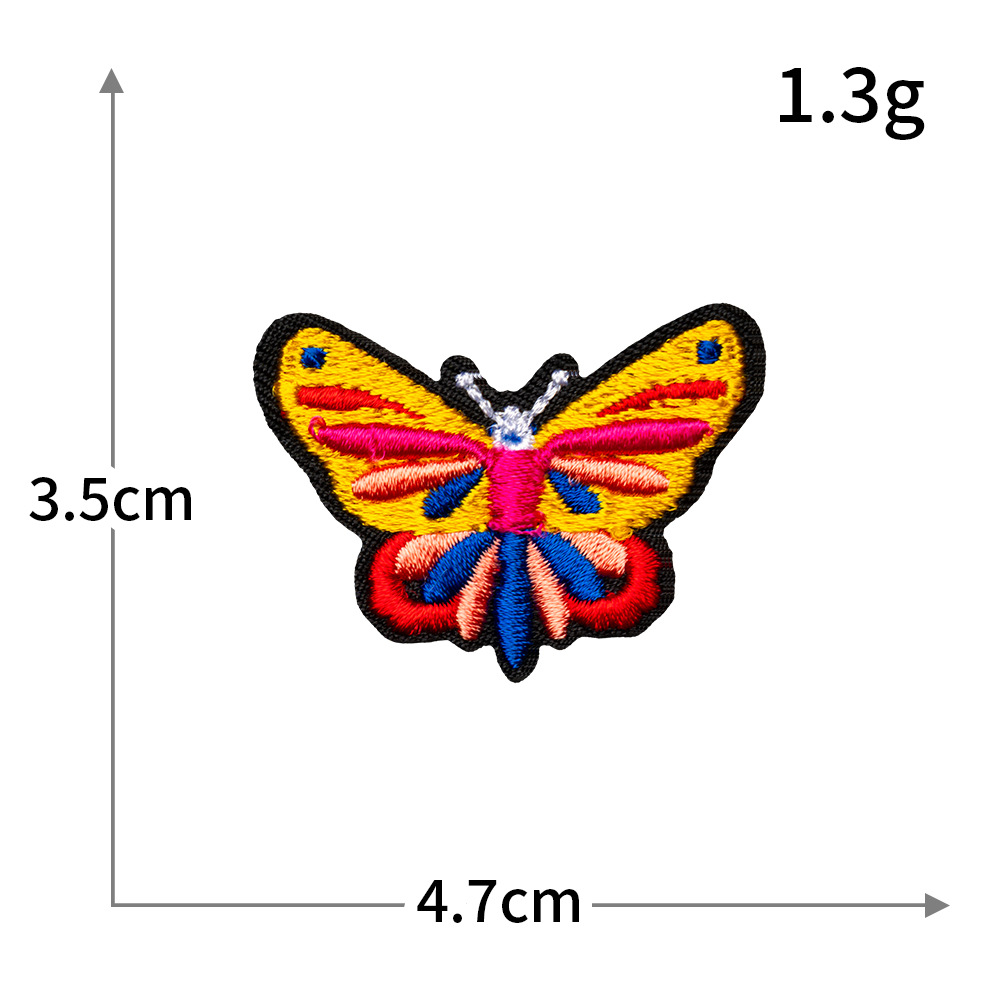 Pegatinas de tela de bordado de mariposa de color, sin costura, bordado por computadora, accesorios de ropa de bricolaje, pegatinas decorativas, pegatinas de parche, personalización al por mayor