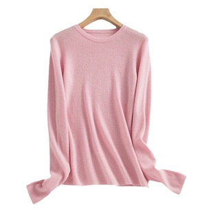 18-stitch Worsted Wool Sweater Women's 100 Pure Wool Thin Round Neck Long Sleeve Knitted Base Shirt 2024 Early Spring Sweater