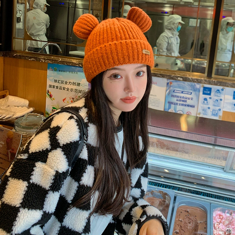 Woolen warm demi-season Japanese cute knitted hat