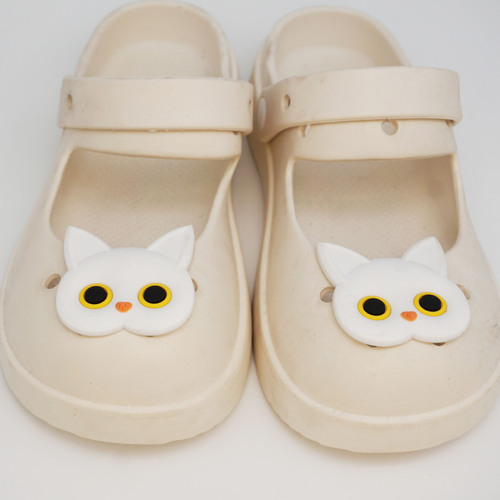 INS Cute Pink Cat Croc Shoes Flower DIY Decor PVC Hole Shoes Shoe Clips Accessory Slippers Parts