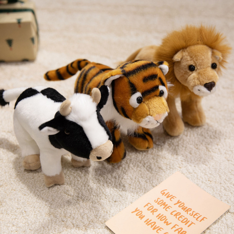 Muñeca de león de pie animal de simulación cabra vaca juguetes de peluche decoración muñeca de regalo para niños muñeca image 5