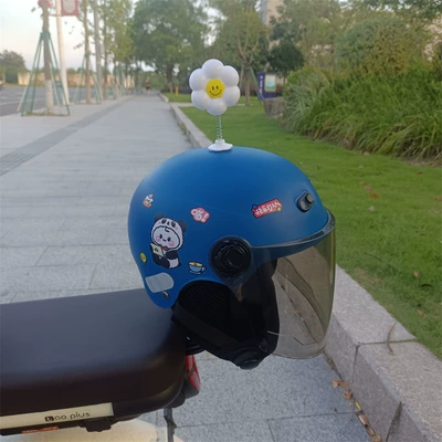 Motosiklet kaskı (dəbilqə) – half helmet - black-long-navy-no-11-white-flower-1-5-years-old-ear-protection-jz