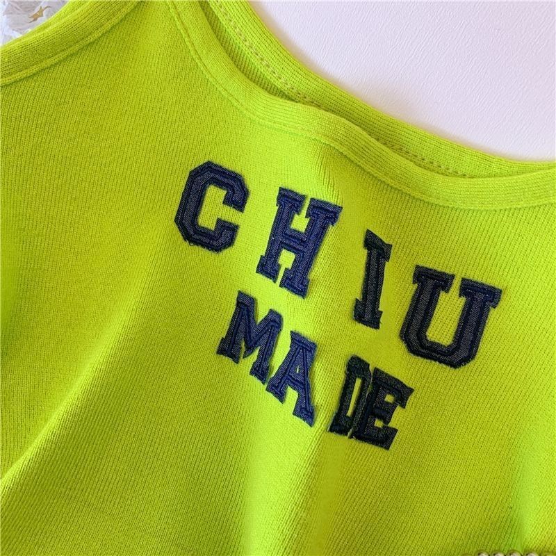 Girls' Summer New Camisole With Letter Print, Short Sleeveless Outerwear Top, Trendy 0188A052_ecoleips.com