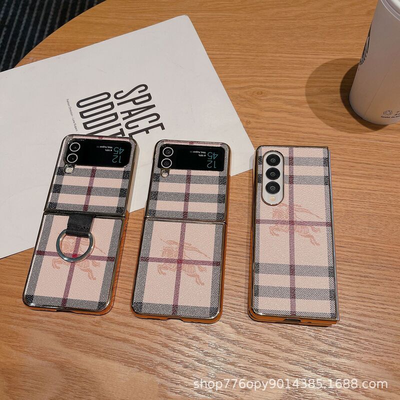 For Samsung Zflip5 phone case Zflip4/3 ring buckle Zfold5/4 plating Zfold3 tide brand