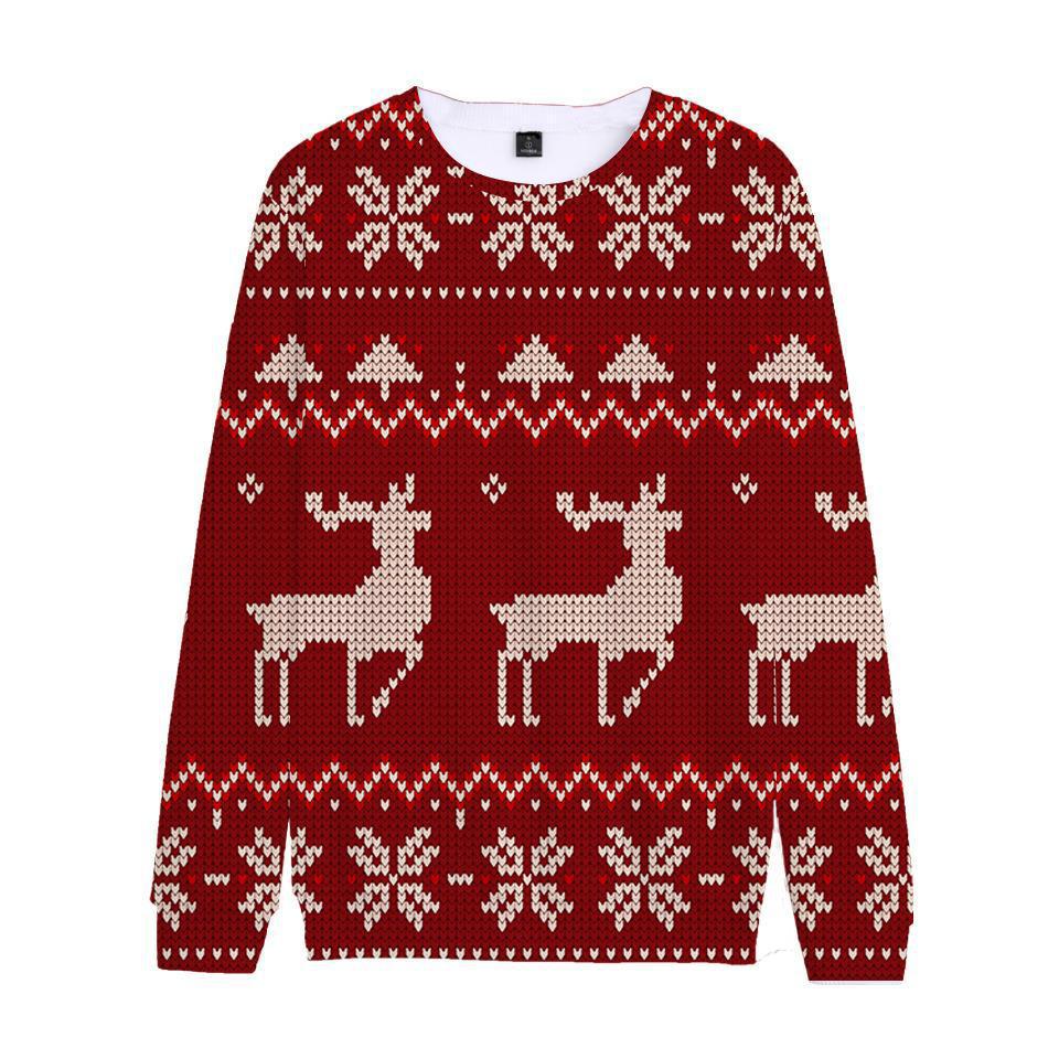 Estampado de Navidad Estampado Otoño Cuello redondo Estampado Nuevo estilo Suéter Cuello redondo Manga larga Ropa digital para hombre suelta 2024