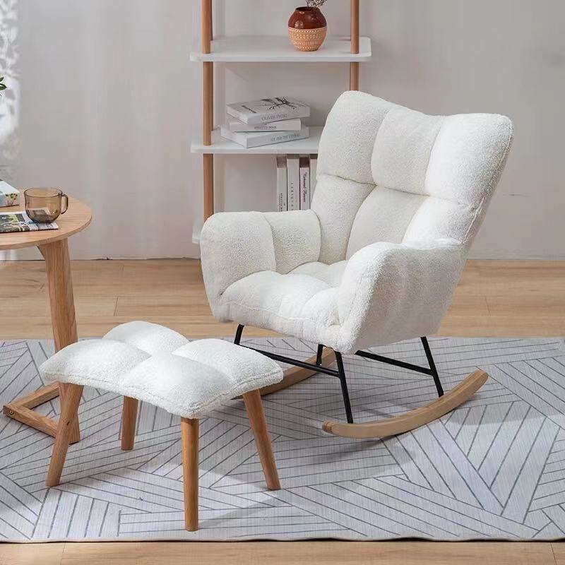 Silla de mecedora nórdica sala de estar doméstica dormitorio de cashmere individual balcón siesta casual sillón de mecedora siesta