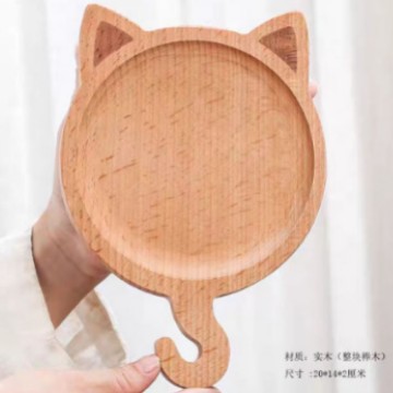 Plato de madera sólida, bandeja de madera, plato de madera fresca, plato de madera, plato de pastel casero, plato de té