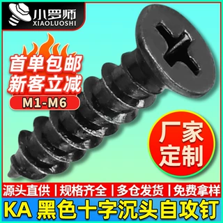 定制KA黑色沉头自攻螺丝十字平头自攻螺丝尖头自功小螺丝钉M2M3M4
