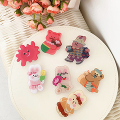 ins花朵小熊兔滴膠亞克力粘貼式摺疊支架指環扣手機殼伸縮支架女