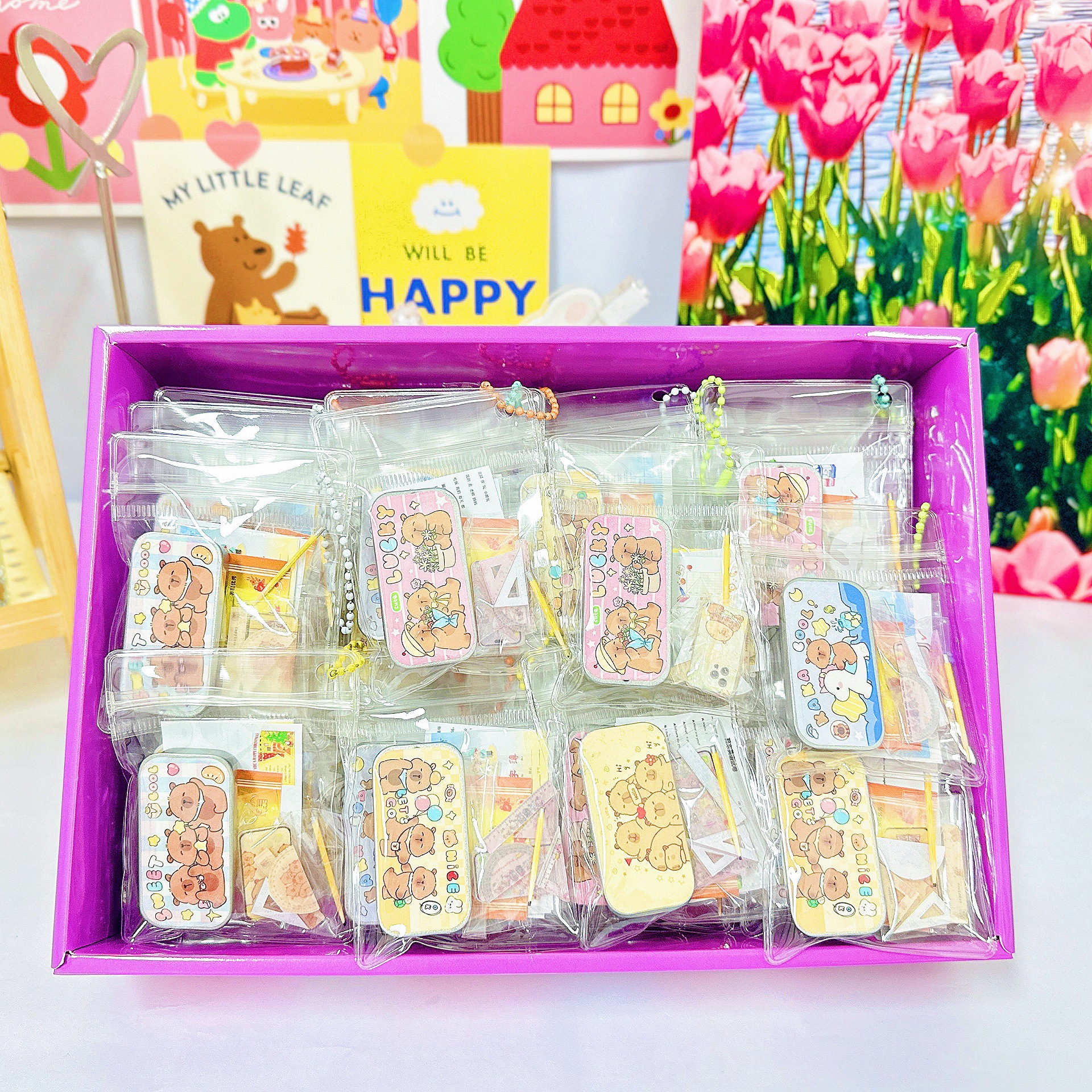 B mini juego de examen de papelería caja de papelería de simulación en miniatura caja de lápices escena de aprendizaje juguetes de decoración pequeña