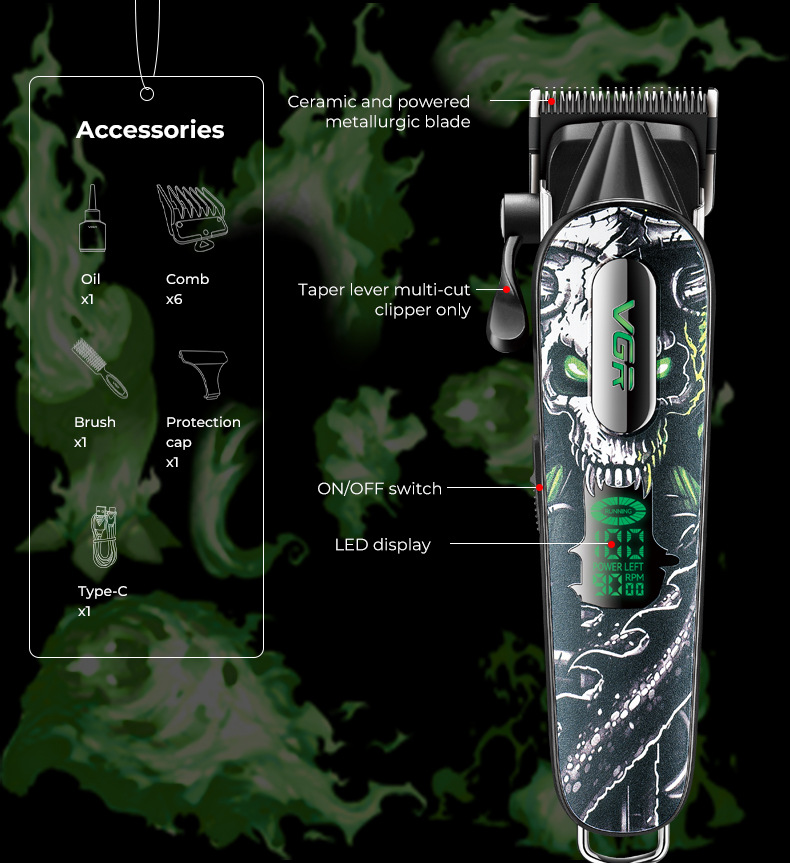 Professional Electric Hair Trimmer With Digital Display 9000rpm_voghion.com