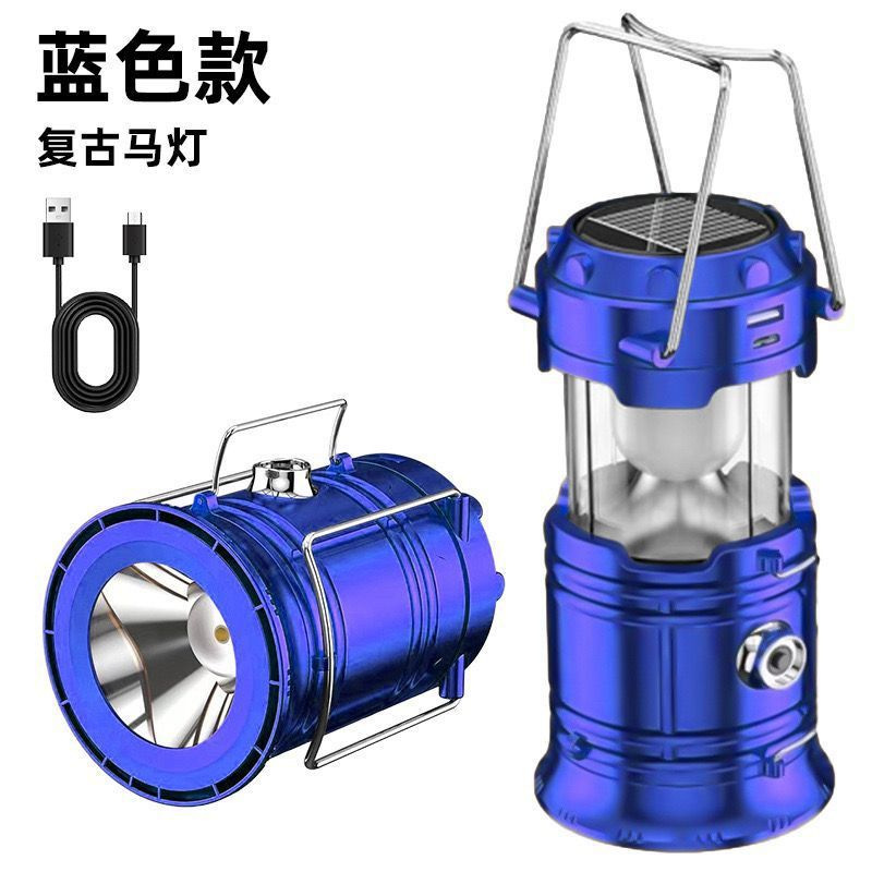 Lámpara solar recargable estilo farol, para camping, mercado nocturno, iluminación 5800