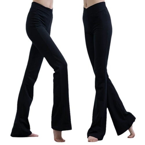 Dance Pants Cotton Practice Pants Figure Flare Pants Classical Folk Dance Latin Dance Square Dance Black Women's Long Pants