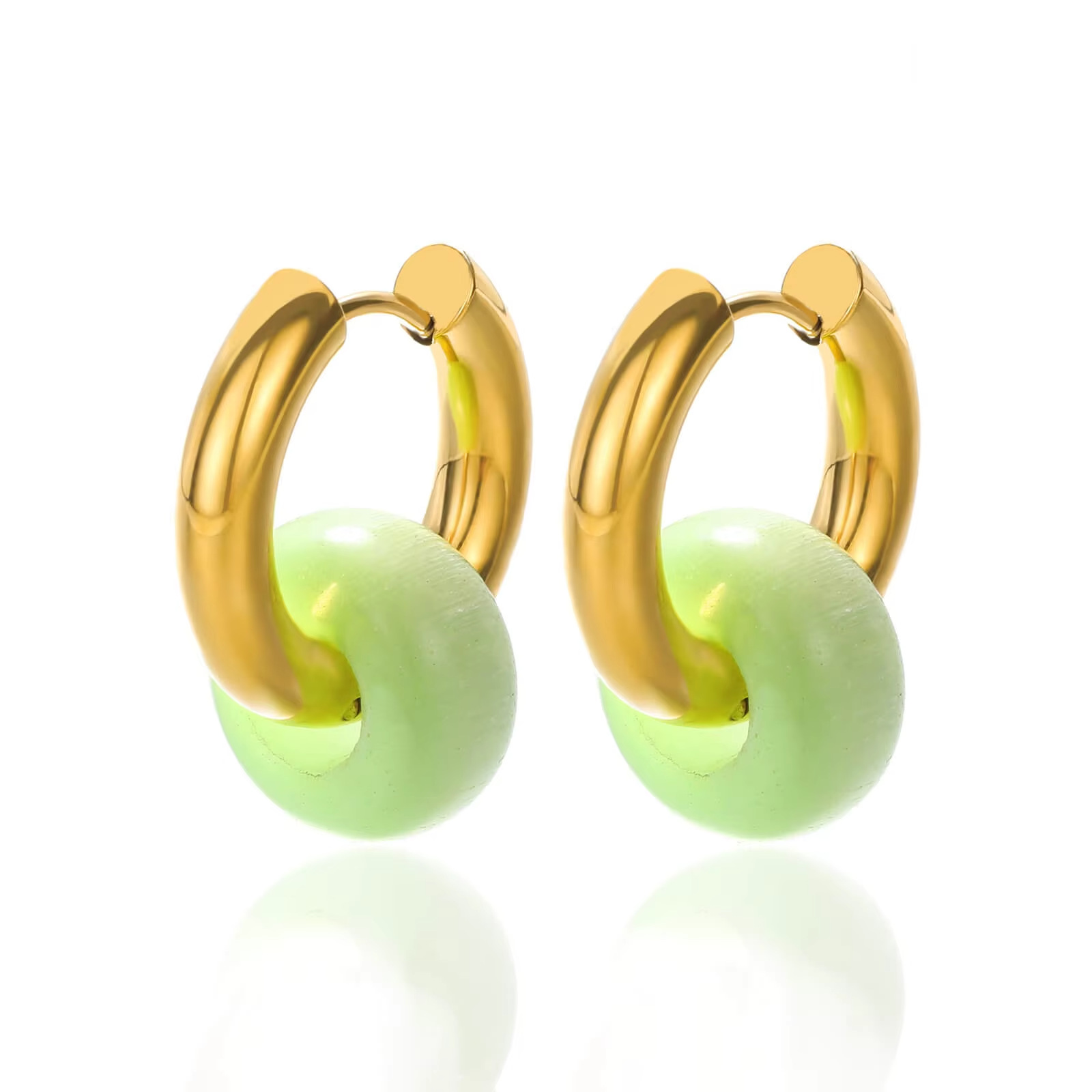 1 Pair Vintage Style Geometric Plating 304 Stainless Steel Natural Stone 18K Gold Plated Earrings display picture 17