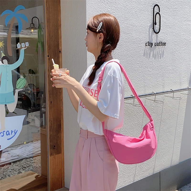 34194 ins Summer crossbody canvas bag for girls, nylon casual lightweight crossbody bag for students, single-shoulder dumpling bag undefined